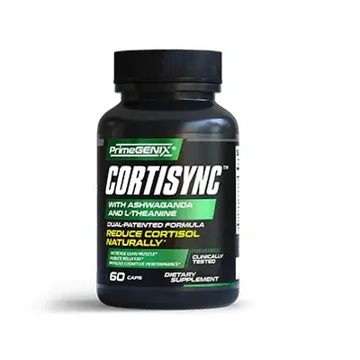 CortiSync stress response and cortisol balance support supplement bottle