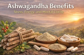 Ashwagandha root powder and capsules used in stress balance and cognitive support supplements