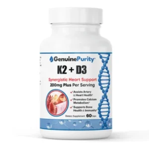 Vitamin K2 and D3 supplement bottle for immune and bone wellness support
