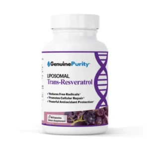 Liposomal Trans-Resveratrol supplement bottle for antioxidant and immune wellness support